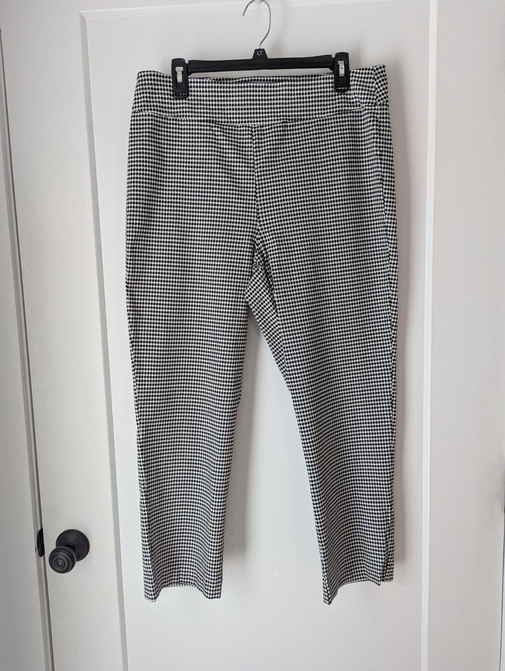 JL Jules&Leopold Flat Front Houndstooth Straight Ankle Pants Size 18 Black White